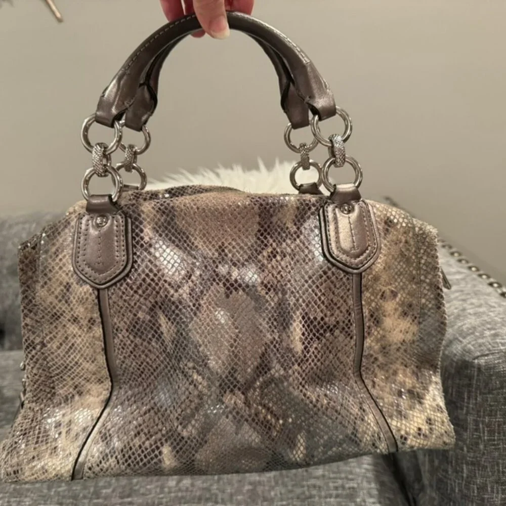 Coach Ashley Satchel F26041 Women’s Snakeskin Embossed Leather Shoulder Bag